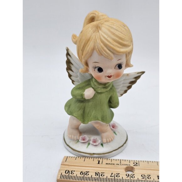 Vintage Kelvins Girl Angel With Flowers Figurine Kitschy B-883 - Picture 9 of 10